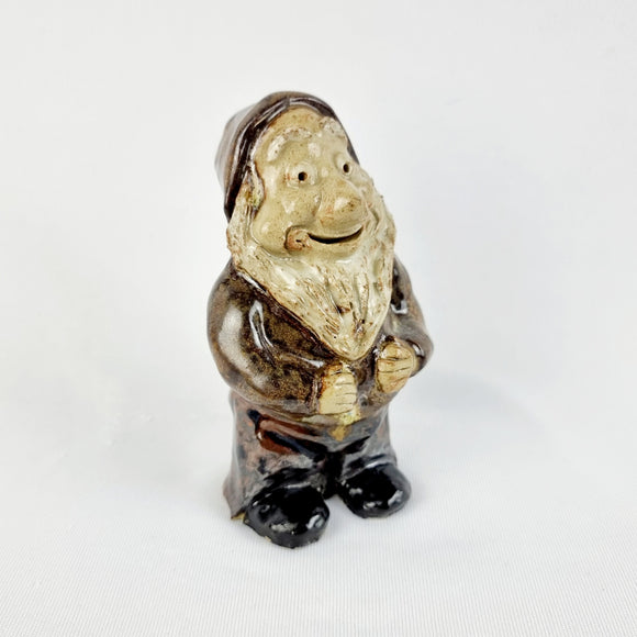 Vintage Glazed Pottery Dwarf Brown