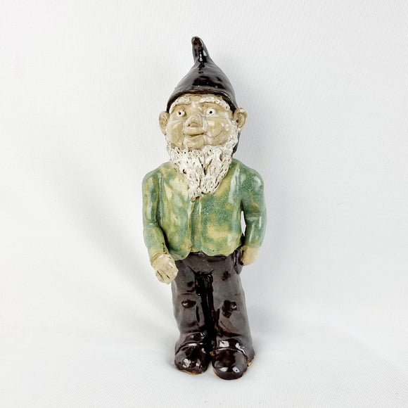 Vintage Glazed Pottery Garden Gnome