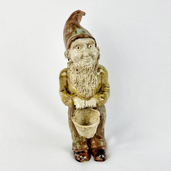 Vintage Garden Gnome holding a bucket