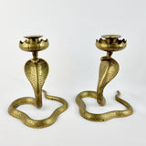 Pair of Antique Brass Cobra Candle Sticks