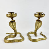 Pair of Antique Brass Cobra Candle Sticks