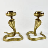 Pair of Antique Brass Cobra Candle Sticks