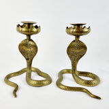 Pair of Antique Brass Cobra Candle Sticks