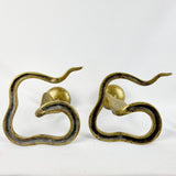 Pair of Antique Brass Cobra Candle Sticks