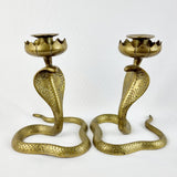 Pair of Antique Brass Cobra Candle Sticks