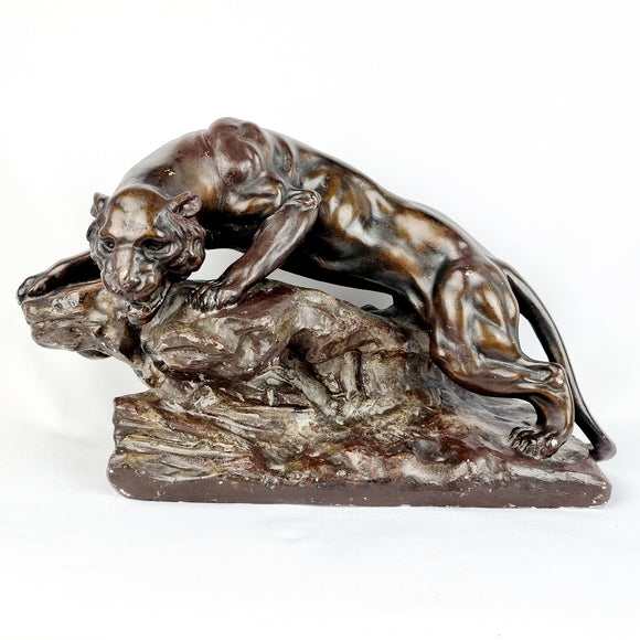 Bronzed Coloured Plaster Lioness Statue