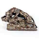 Bronzed Coloured Plaster Lioness Statue