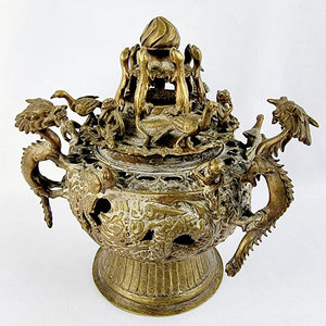 19th Century Bronze Ornate Incense Burner