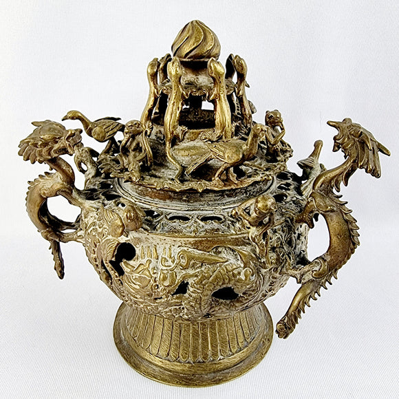 19th Century Bronze Ornate Incense Burner