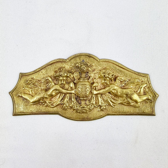 Brass Antique Plaque depicting Two Cherubs