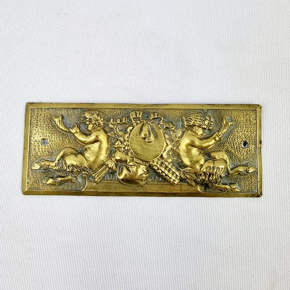 Antique Brass Plaque depicting Two Fauns
