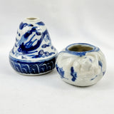 Two Antique Blue and White Oriental Brush Pots