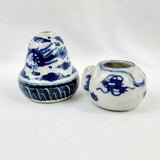 Two Antique Blue and White Oriental Brush Pots