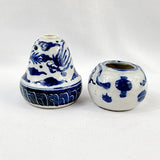 Two Antique Blue and White Oriental Brush Pots