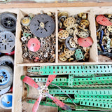 Vintage meccano in green trunk