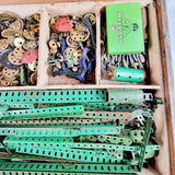 Vintage meccano in green trunk