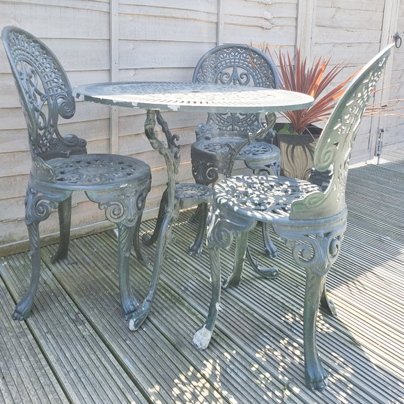 Aluminium Four Piece Green Patio Set