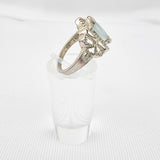 Silver Blue Floral Ring