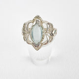 Silver Blue Floral Ring