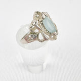 Silver Blue Floral Ring