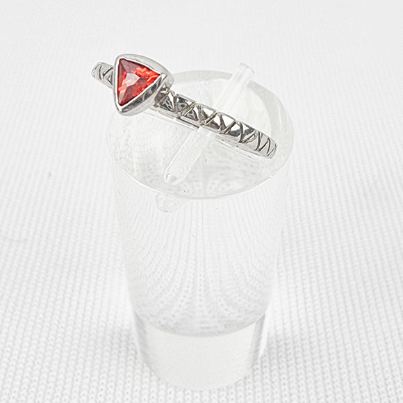 Silver Red Glass Ring