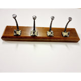 Four Antique School Coat Hooks / Hangers With Brass Numbers