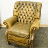 Green Leather Pegasus Chesterfield Chair