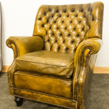 Green Leather Pegasus Chesterfield Chair