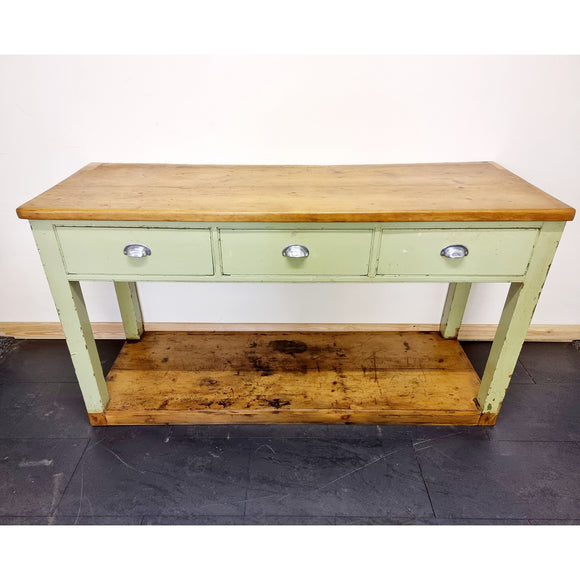 Antique Pine Green Painted Sideboard