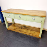 Antique Pine Green Painted Sideboard