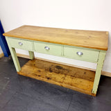 Antique Pine Green Painted Sideboard