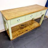 Antique Pine Green Painted Sideboard