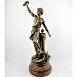 Bronzed French Spelter Figure Commerce By Ch. Levy