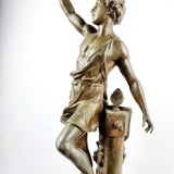 Bronzed French Spelter Figure Commerce By Ch. Levy