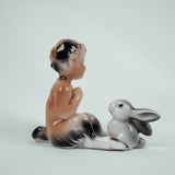 Male Fawn and Rabbit Figure