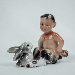 Male Fawn and Rabbit Figure