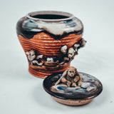 Japanese Sumida Gawa Lidded Jar