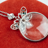 Silver Pendant Monocle with Butterfly