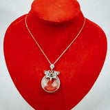 Silver Pendant Monocle with Butterfly