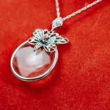 Silver Pendant Monocle with Butterfly