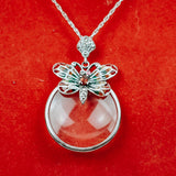 Silver Pendant Monocle with Butterfly