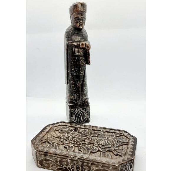 Antique Carved Soapstone Chinese Figure and Paperweight