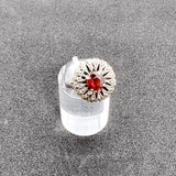 Silver Marcasite and Garnet Ring Size K.