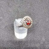 Silver Marcasite and Garnet Ring Size K.