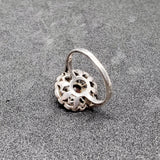 Silver Marcasite and Garnet Ring Size K.