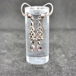 Celtic Designed Aqua and Silver Earrings