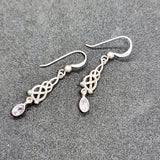 Celtic Designed Aqua and Silver Earrings