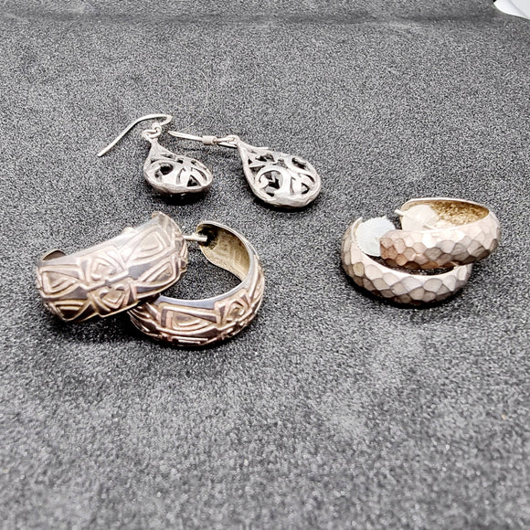 Three Sets of Vintage Silver Earrings