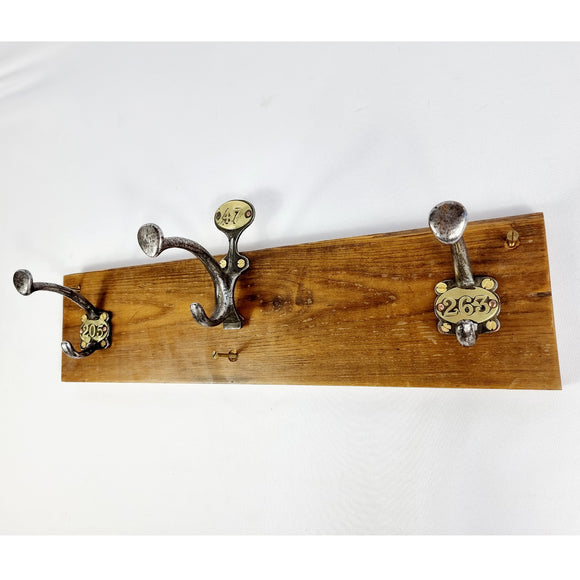 Antique School Coat Hooks Brass Numbered