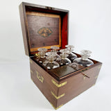 19th Century Campaign Decanter Box with Six Decanters